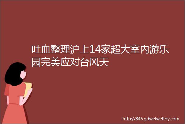 吐血整理沪上14家超大室内游乐园完美应对台风天